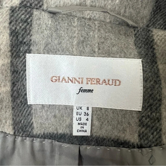 ASOS Gianni Feraud Checked Fringe Coat Jacket in Gray size US 4 - Picture 3 of 5